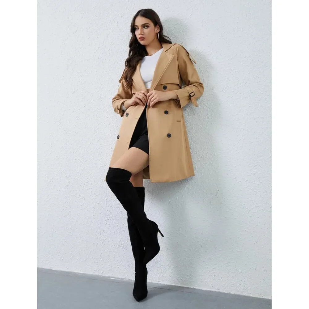 Women's Black Over the Knee Boots Suede High Heel Thigh High Boots Pointed - Picture 6 of 7